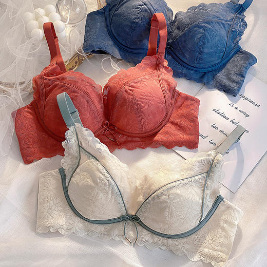显胸大内衣少女小胸聚拢上托无钢圈收副乳防下垂调整型文胸罩套装 商品图0