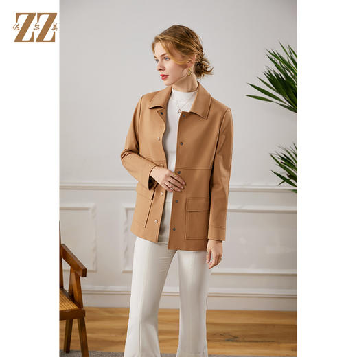 佐尔美2021秋季新款宽松方领气质短款风衣E13FD02 商品图1