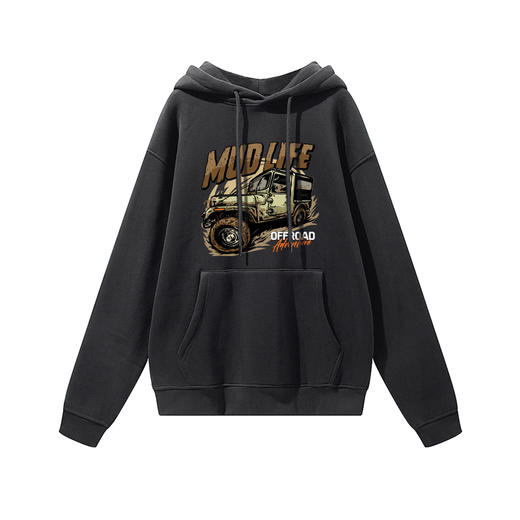 NMT-1672秋冬新款抓绒带帽潮流落肩加厚休闲宽松卫衣 商品图0