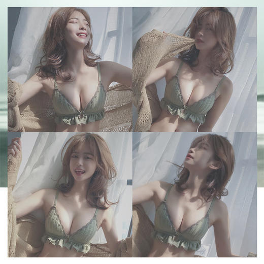 【原创】薄款前扣三角杯内衣女小胸聚拢调整型无钢圈文胸收副乳 商品图2