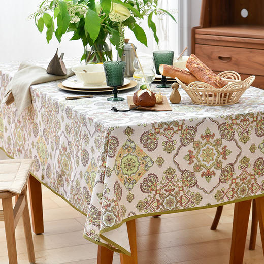 橙绿佩斯利布拉格的琉璃帆布桌布 商品图2