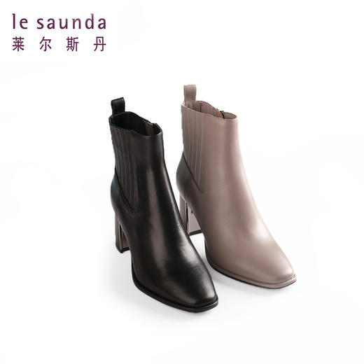 莱尔斯丹复古百搭粗跟短靴2T71705 商品图1