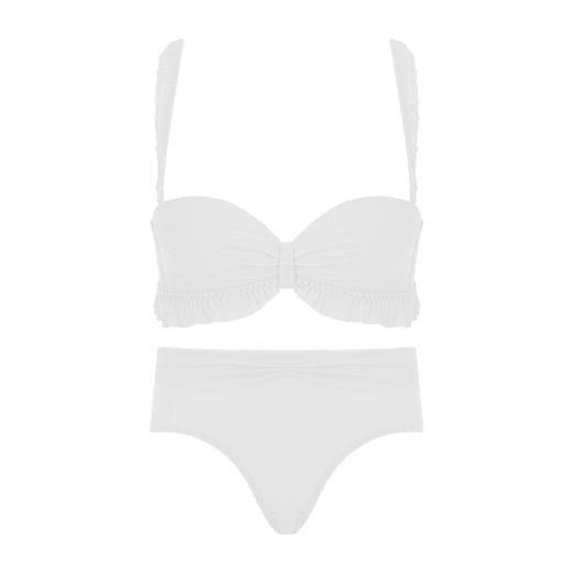 白色内衣少女小胸聚拢平胸显大无钢圈褶皱无肩带防滑文胸罩套装厚 商品图1