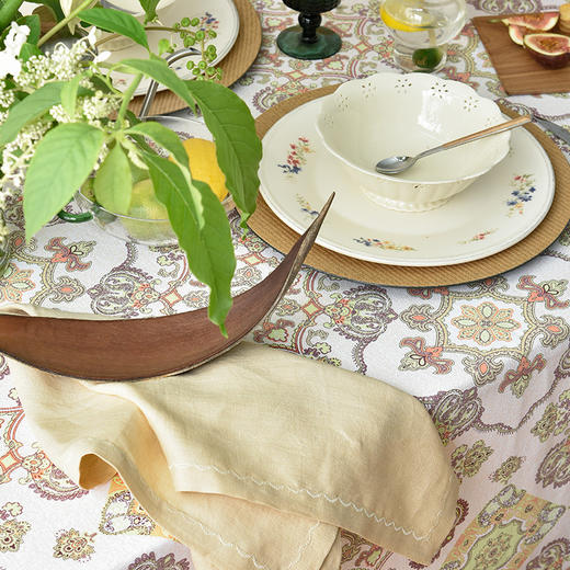 橙绿佩斯利布拉格的琉璃帆布桌布 商品图1