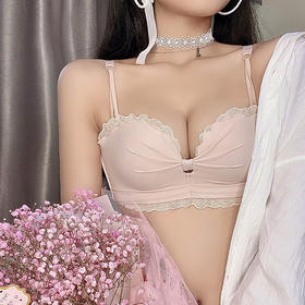黛唯梵少女内衣小胸聚拢日系bra文胸罩内裤一套装无肩带无钢圈上托薄款