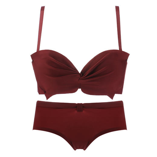 黛唯梵红色内衣女小胸聚拢无钢圈新款文胸结婚新娘本命年红色套装女 商品图4