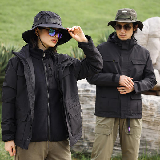 NMJ-1002新款2021秋冬牛津布二件套三合一冲锋衣拼色运动户外厚款 商品图2