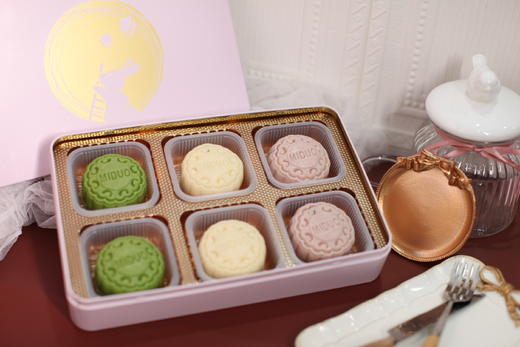 中秋礼盒 ｜四个装/六个装 三色冰皮月饼 抹茶(芒果百香果)/覆盆子（玫瑰覆盆子）/原味（豆乳脆珠） ♡ 商品图1