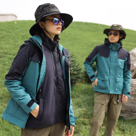 NMJ-1002新款2021秋冬牛津布二件套三合一冲锋衣拼色运动户外厚款 商品图3