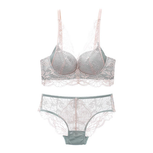 性感蕾丝内衣女小胸聚拢针织无钢圈调整型收副乳文胸罩套装上托厚 商品图4