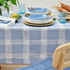 蓝色英式皇家格纹棉质帆布桌布 商品缩略图2