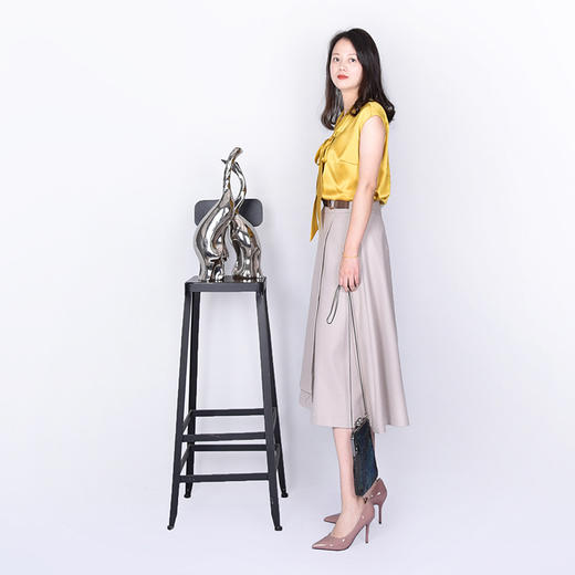 圣三利女装春秋季纯色气质优雅半身裙SL121B08 商品图1