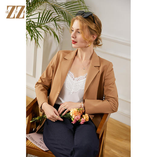 佐尔美2021秋季新款 经典百搭西装领短外套E13SY07 商品图0