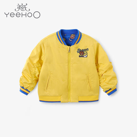 英氏-童衣类（秋）E1连针短外套, 极光蓝, 110CM 商品图2