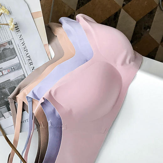 无痕冰丝乳胶杯内衣小胸女聚拢收副乳多情猫无钢圈文胸罩夏季薄款 商品图0