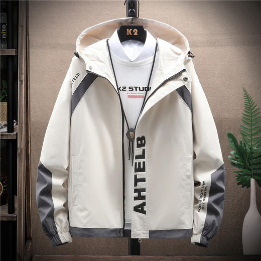 【男装】青少年学生潮牌春秋季连帽加大加肥帅气外套 商品图1