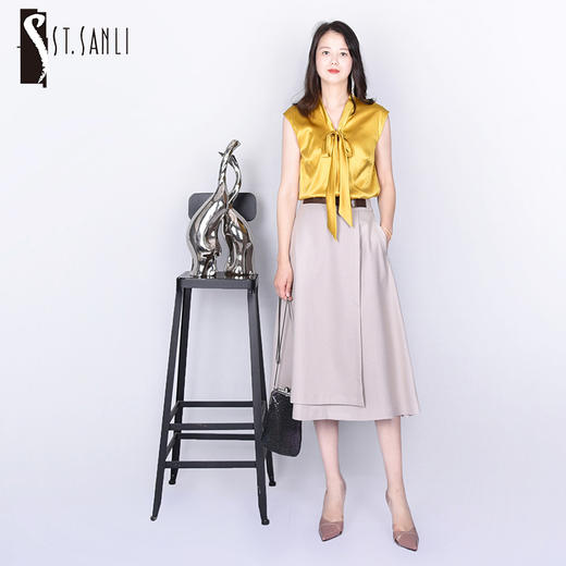 圣三利女装春秋季纯色气质优雅半身裙SL121B08 商品图0