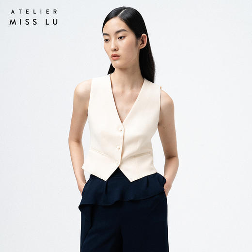 AtelierMissLu—米白收腰造型小马甲/00152 商品图1