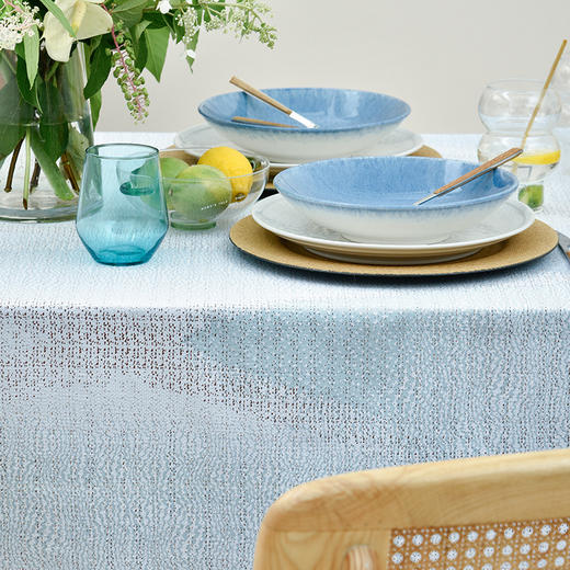 浅蓝碧波与微风棉质帆布桌布 商品图2