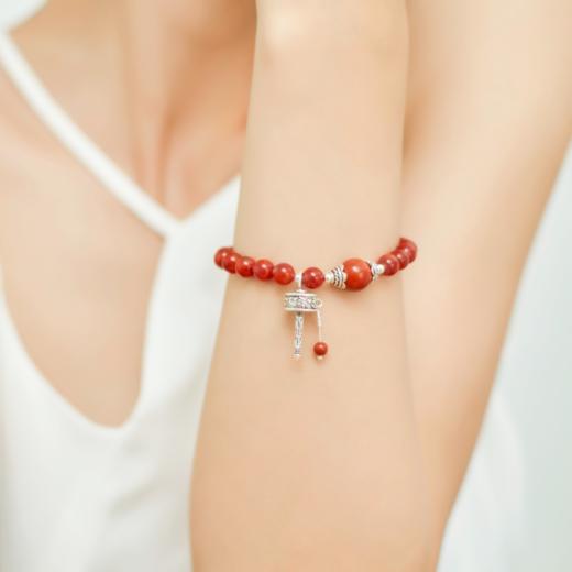 南红玛瑙圆珠手串 925银吉祥轮手链天然原石 醍醐原创 商品图3