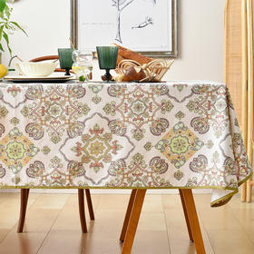 橙绿佩斯利布拉格的琉璃帆布桌布