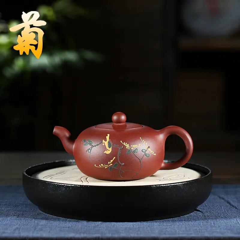 【严选】景德镇名家手制"梅兰竹菊"紫砂壶套装!有礼盒及说明书