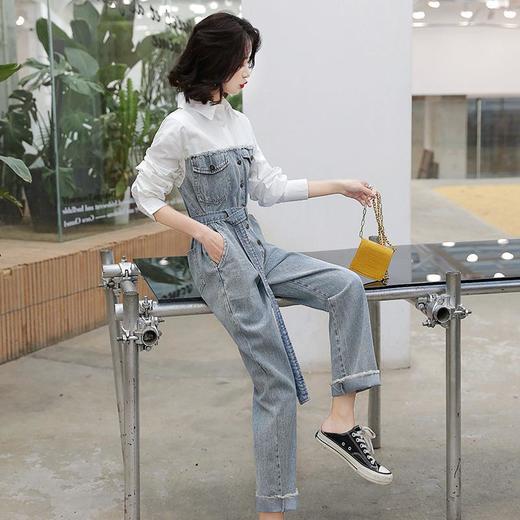 【服饰鞋包】拼接牛仔连体裤休闲长裤子宽松显瘦盐系时尚 商品图3