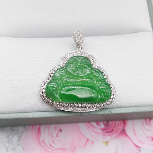 18K镶嵌翡翠佛吊坠 商品图1