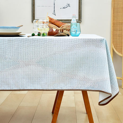 浅蓝碧波与微风棉质帆布桌布 商品图0