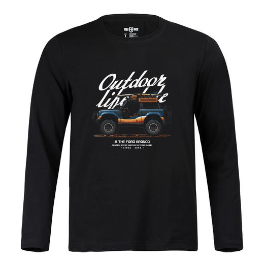 NMT-1668秋冬新款2021越野车个性图案休闲长袖弹力棉T恤 商品图1