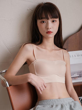黛唯梵内衣女薄款大胸显小抹胸防走光无肩带美背聚拢收副乳无钢圈文胸夏