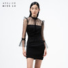 AtelierMissLu—黑色拼纱造型连身短裙 商品缩略图1