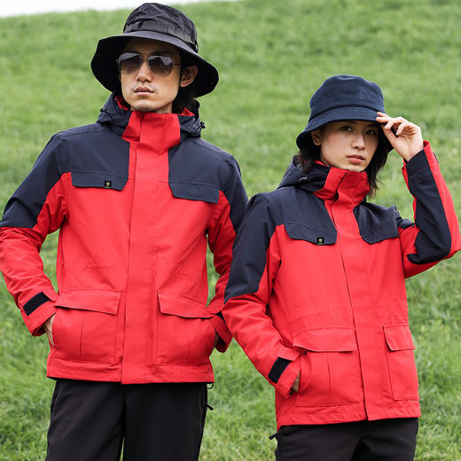 NMJ-1002新款2021秋冬牛津布二件套三合一冲锋衣拼色运动户外厚款 商品图1