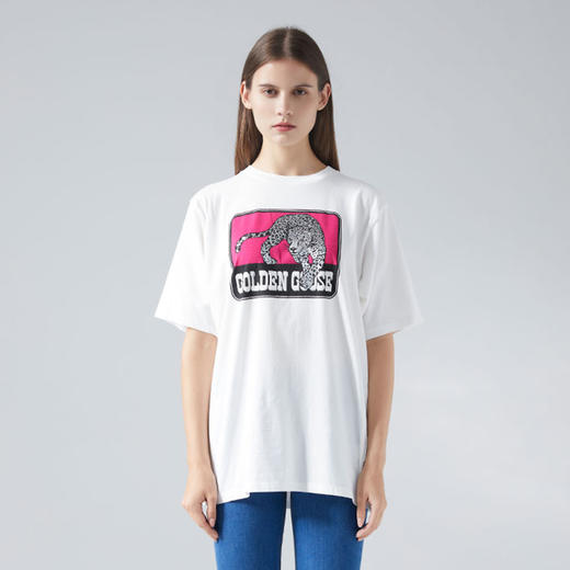 GOLDEN GOOSE 黄金鹅 女士Logo徽标动物图案印花短袖T恤 G36WP026.S1 商品图0