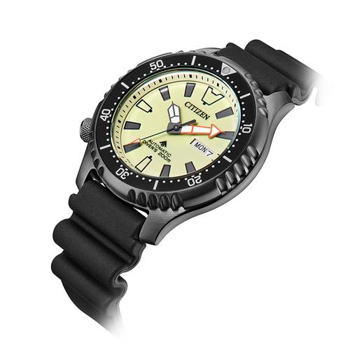 西铁城日本官方正品不锈钢覆BIP河豚二代PU橡胶表带200米潜水星期日历机械表NY0138-14XB 商品图3