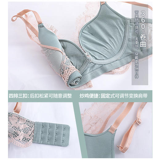 性感蕾丝内衣女小胸聚拢针织无钢圈调整型收副乳文胸罩套装上托厚 商品图3