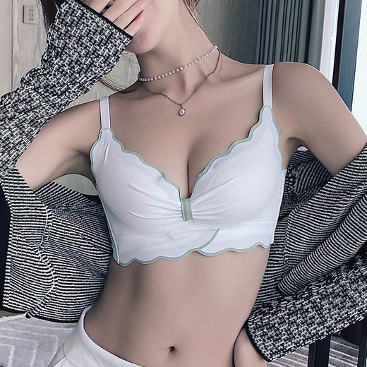 黛唯梵白色薄款内衣女小胸聚拢无钢圈多情猫调整型收副乳乳胶文胸罩夏季 商品图0