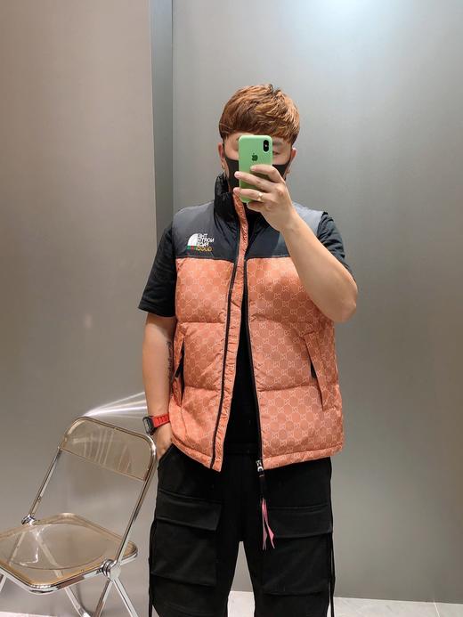 北面the north face gucci联名撞色满标刺绣复古立领男女款羽绒马甲