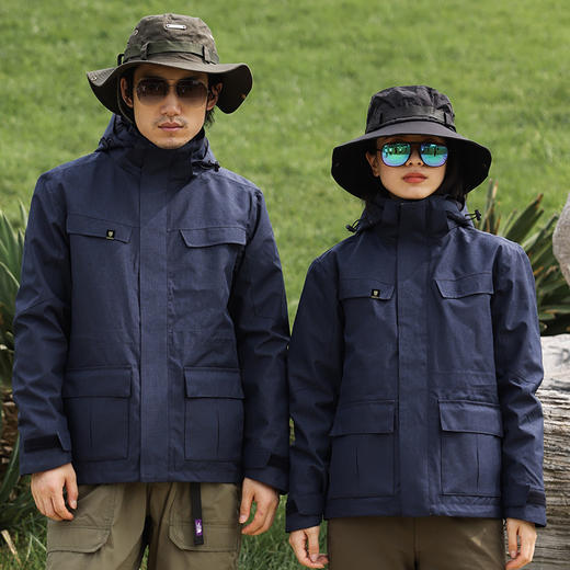 NMJ-1002新款2021秋冬牛津布二件套三合一冲锋衣拼色运动户外厚款 商品图0