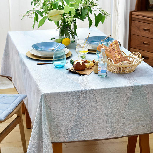浅蓝碧波与微风棉质帆布桌布 商品图1
