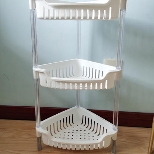 利快温哥华3层三脚架置地式三角架浴室厨房镂空多层树脂收纳架子 商品图1