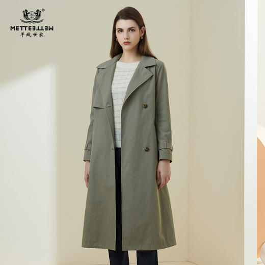 METTE2021年秋冬新品女士风衣时尚中长款系带收腰显瘦气质外套 商品图0