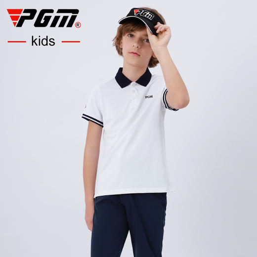 PGM儿童高尔夫球服夏季男童装短袖衣服2021新品青少年T恤上衣服装 商品图1