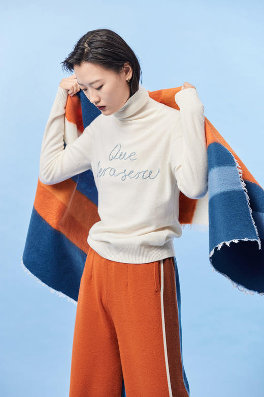 双翻领手工绣花羊绒女套衫 SJF93W419N 商品图4