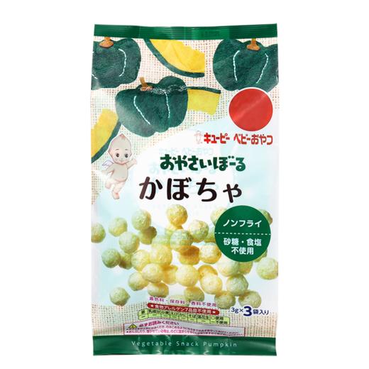 日本原装进口 丘比KEWPIE 泡芙 蔬菜谷物圈米圈米球营养宝宝零食 南瓜味米球 9g（3gx3小包） 商品图4