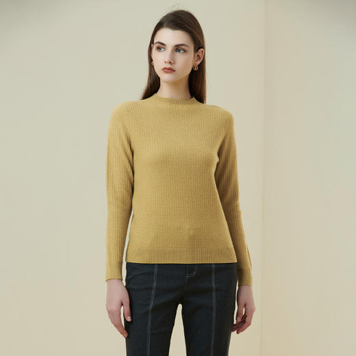 METTE羊绒世家2021年女100%山羊绒衫时尚立体绞花半高领保暖毛衣 商品图2