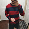 薄红黑拼色棉质 胸前标 圆领毛衣/针织衫 T-1096 商品缩略图0