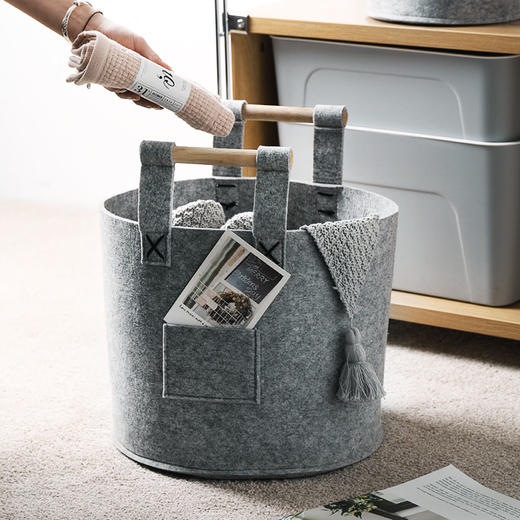 家用简约脏衣篮布艺收纳桶毛毡洗衣篮脏衣服收纳筐儿童玩具收纳桶 商品图4