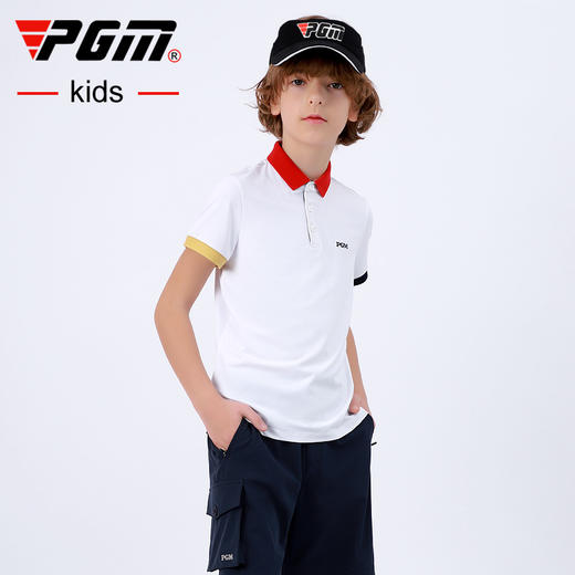 PGM男童高尔夫服装2021新品短袖T恤夏季衣服青少年网球服上衣童装 商品图4