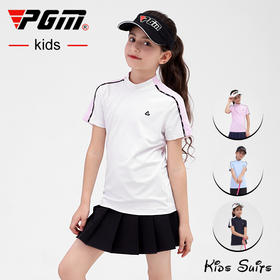 PGM儿童高尔夫服装2021新款女童短袖T恤夏季青少年运动童装衣服